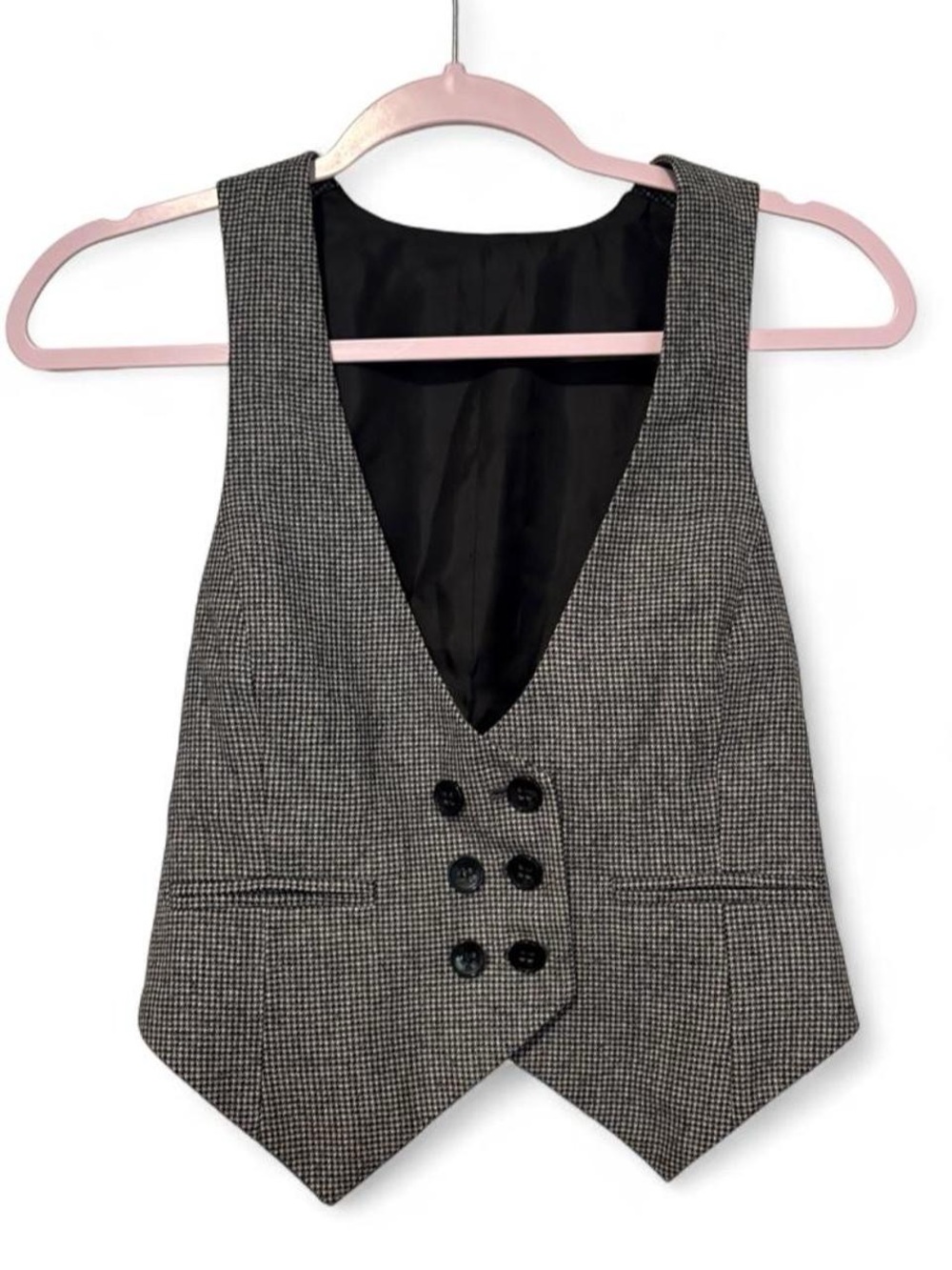 Club Monaco wool black  & white houndstooth wool vest xs